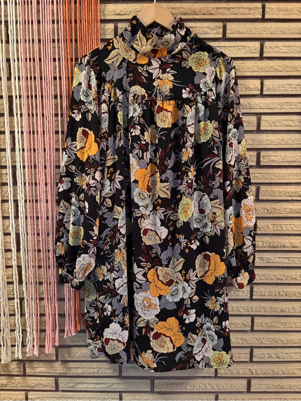 Autumn Florals Dress - Large - Tent Dress - Midi Fall Dress - Bust 40